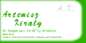 artemisz kiraly business card